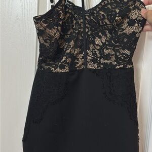 The Room Elegant Black and Cream Lace Mini Dress